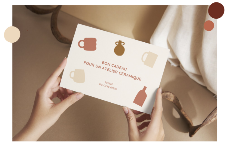 Carte cadeau pour un atelier de peinture sur céramique - Idée cadeau originale